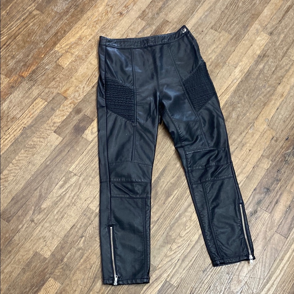 Black Faux Leather Moto Pants